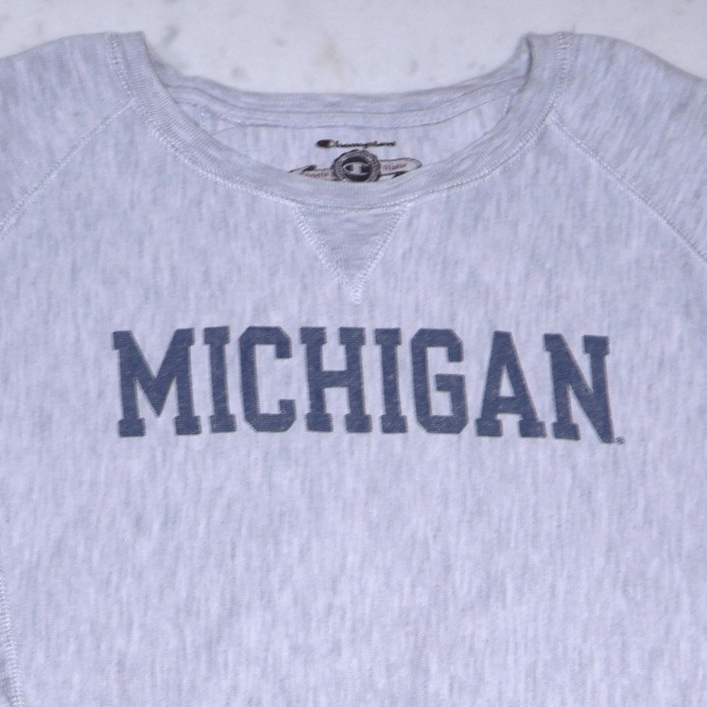 Champion Reverse Weave Michigan Sweatshirt Heather Grey Womens Large U of M